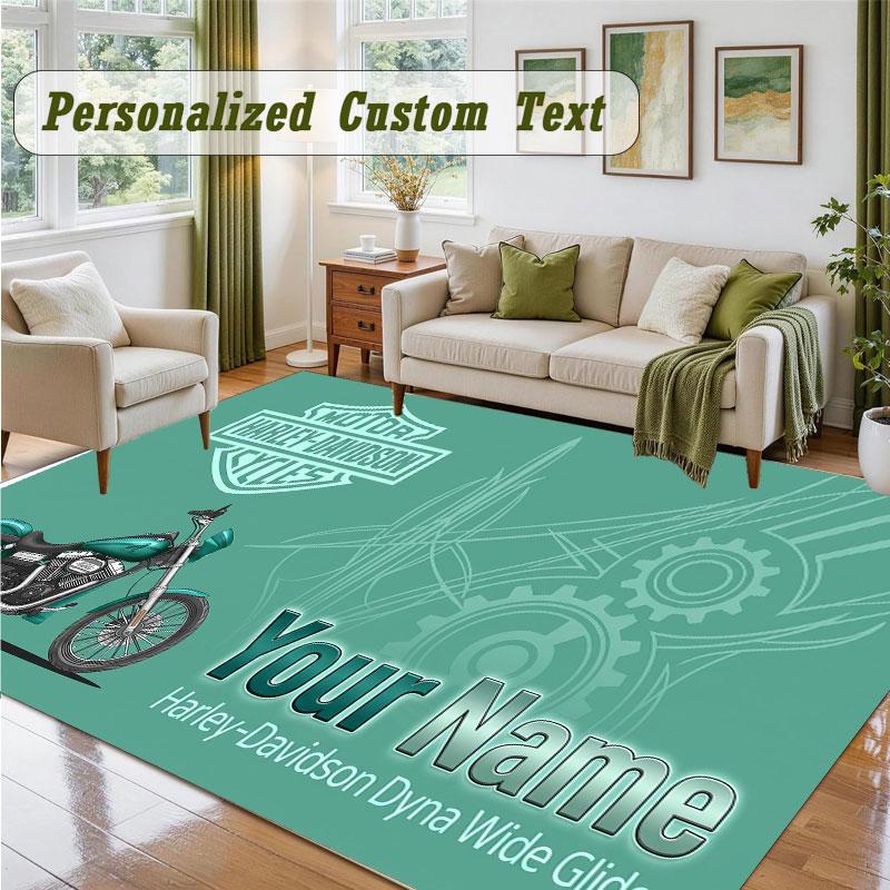 Crystal Velvet Square Rug Custom NameHarley-Davidson Pattern Non Slip Home Floor Decor Rug