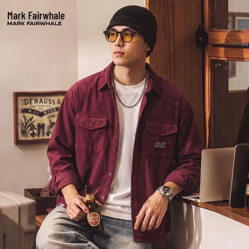 MARK FAIRWHALE Men's Vintage Corduroy Long Sleeve Henley Shirt