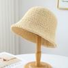 Cappello da Pescatore a Secchiello in Paglia Monocolore da Donna con Protezione per il Viso, Estivo da Spiaggia per Uscite