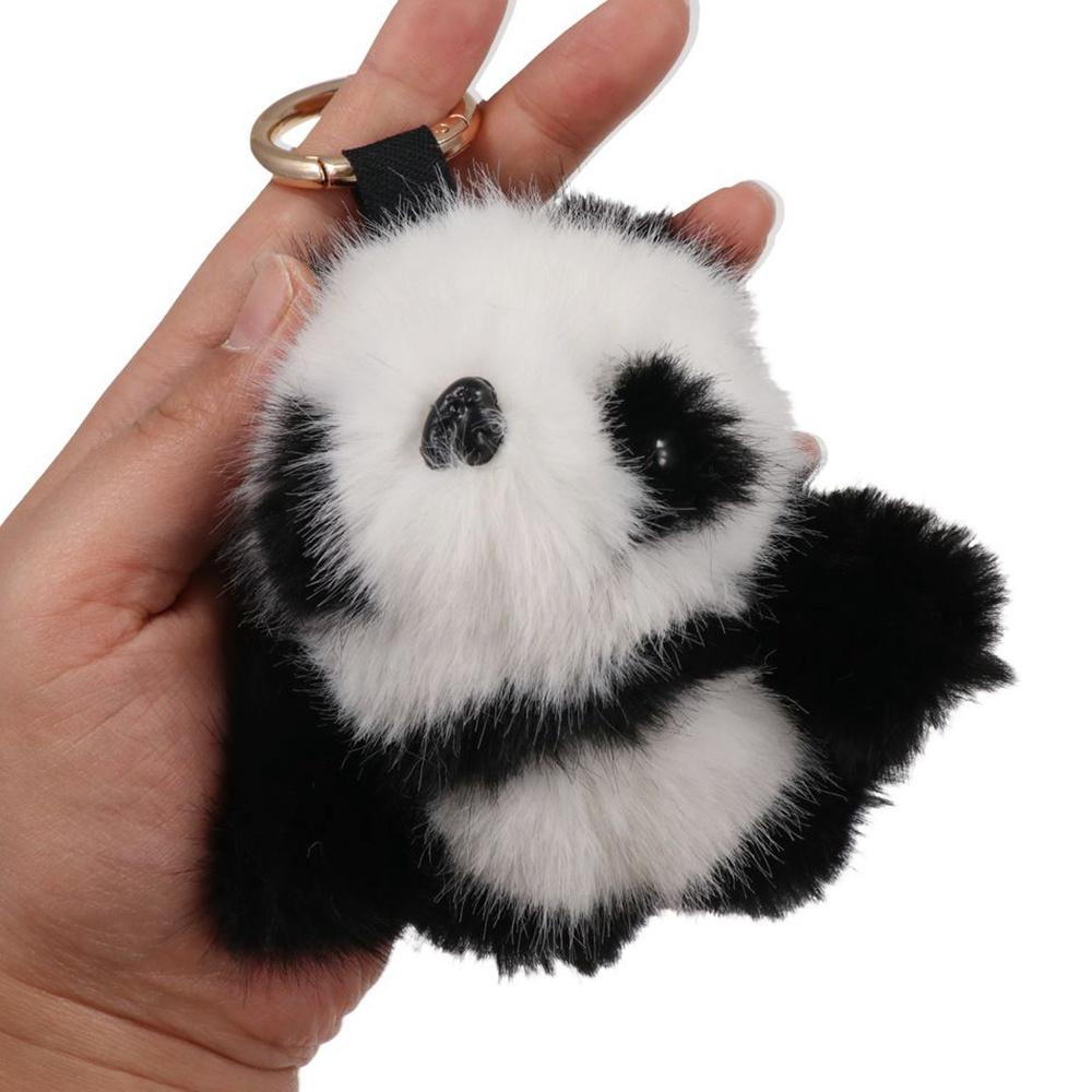 Animal Dolls Panda Furry KeyChain Imitation Mink Fur Mink Hair Keyrings  Bag Charm