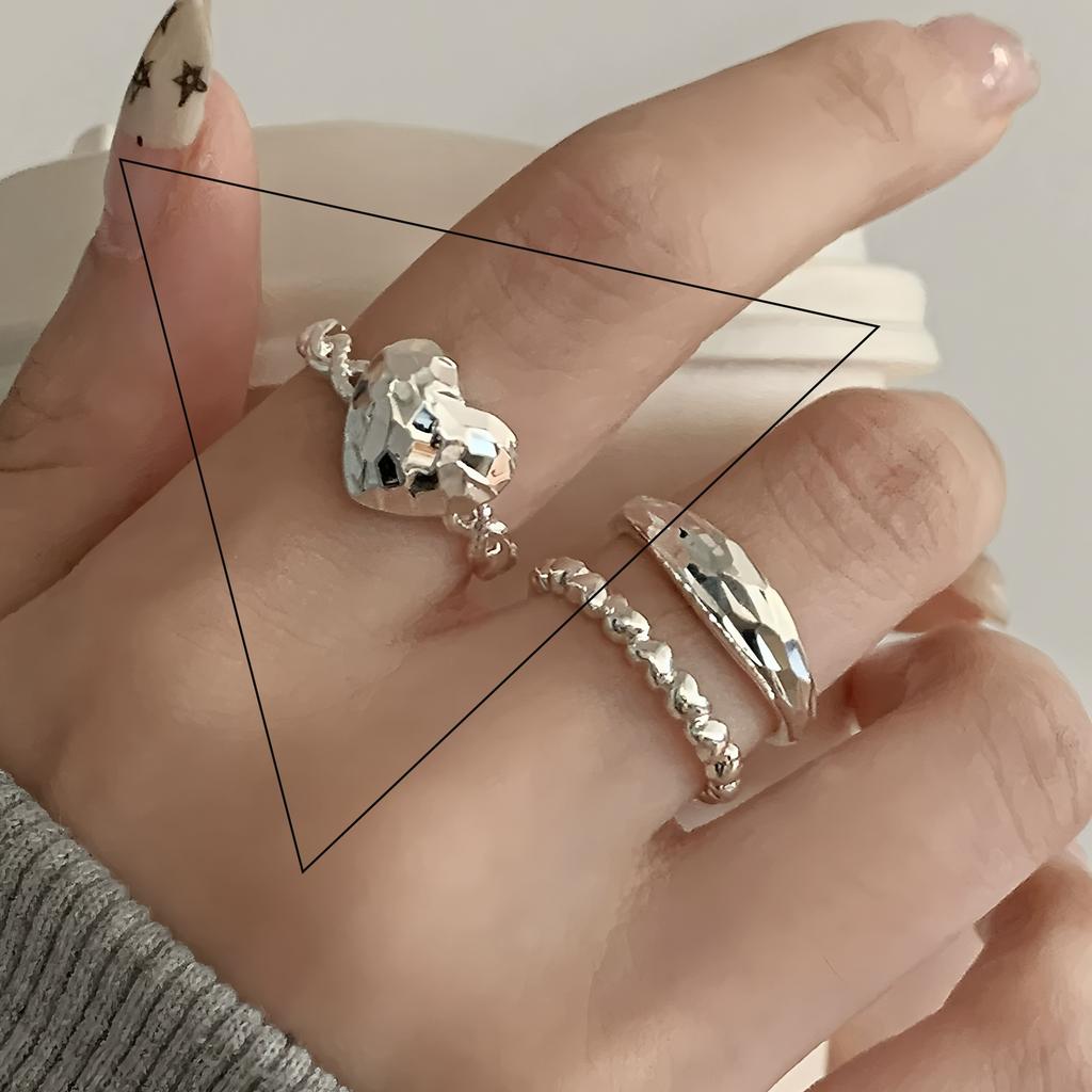 925 Silver Flower Lace Ring Korean Fashion Opening Inlaid CZ Adjustable Rings Valentine's Day Gift