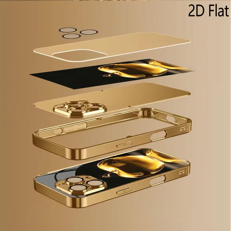 Golden Apple Patterned tempered glass design for iPhone16 17 ProMax 1514 1312 11ProMax Phone Case Camera Cover Shockproof Hard B