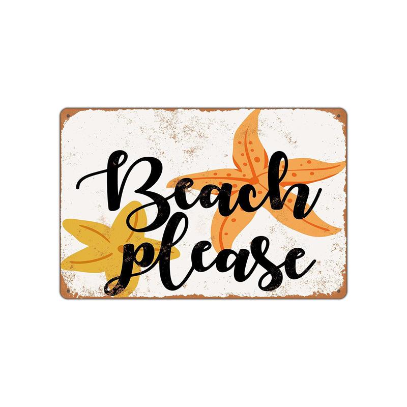 Summer Beach Sunset Metal Tin Sign Plaques Scenery Iron Painting Cafe Bar  Home Decor Seaside House Wall Tin Plate Poster