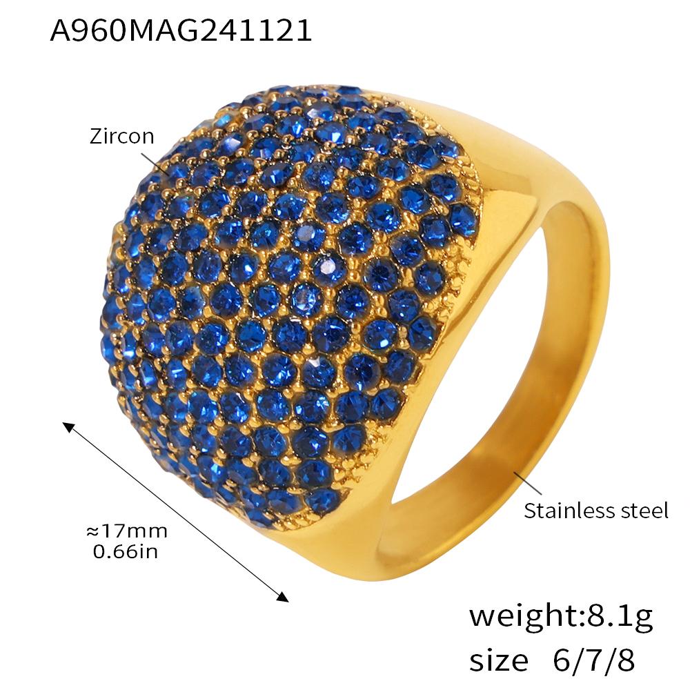 Shiny Zircon Rings In Stainless Steel With Color Cubic Zirconia For Women 18k Gold Plated Women's Ring Luxury Woman Jewelry
