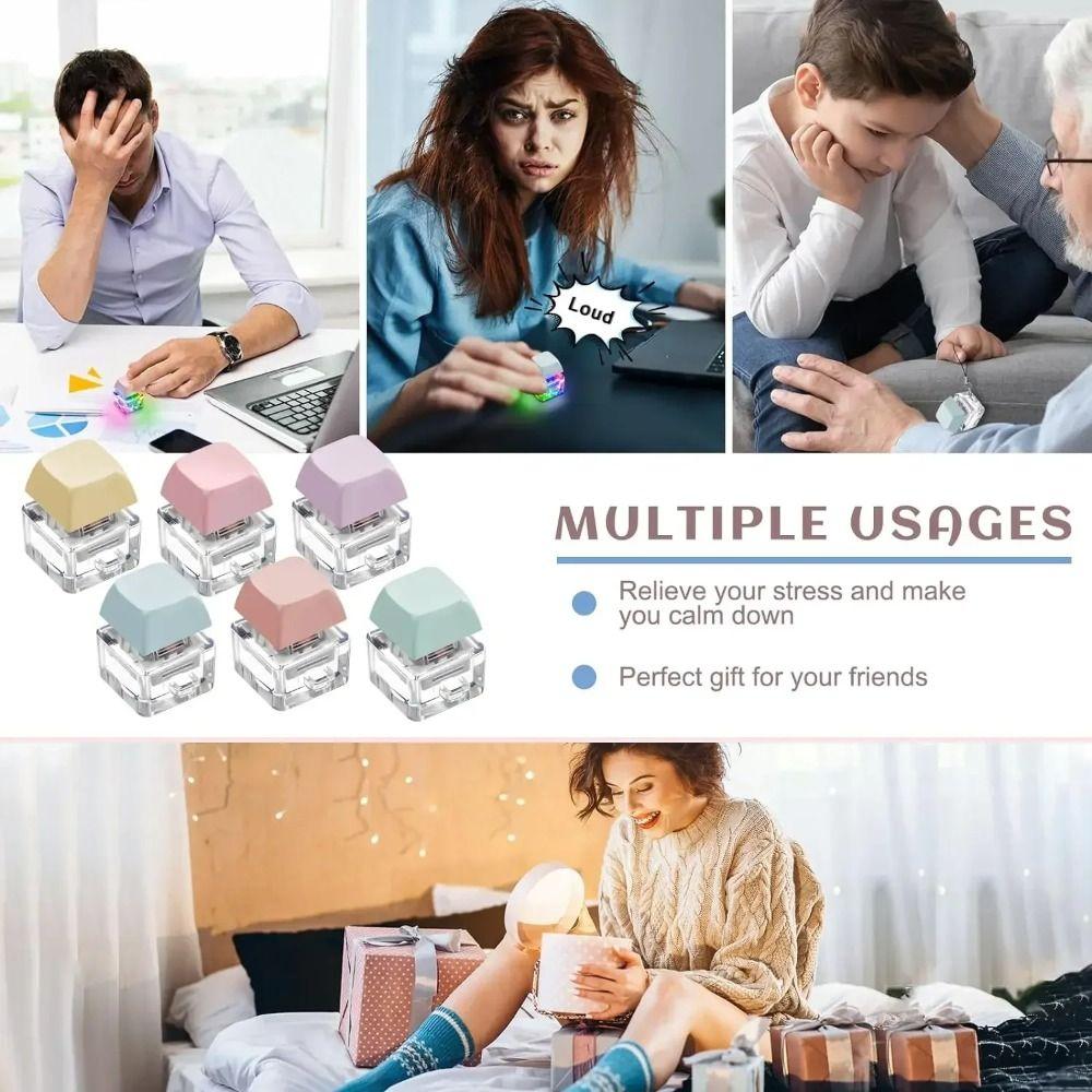 Nycklar Knapp Fidget Nyckelring Med Ljus Klicker Leksak Avslappnande Klämleksak