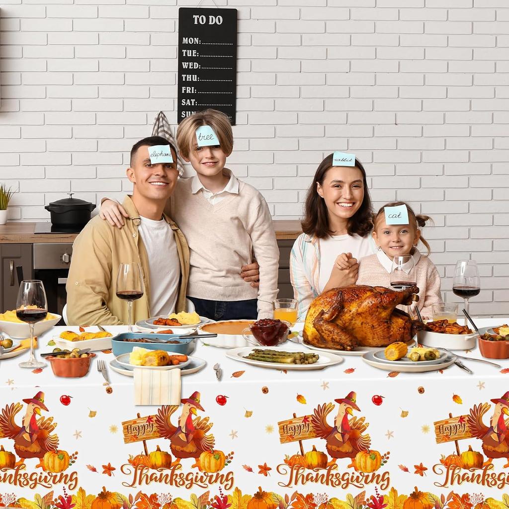 GREHUMOR Fall Thanksgiving Party Supplies Thanks Giving Tablecloth Plastic Turkey Thanksgiving Party Tablecloth Pumpkin Table Cover for Fall Thanks