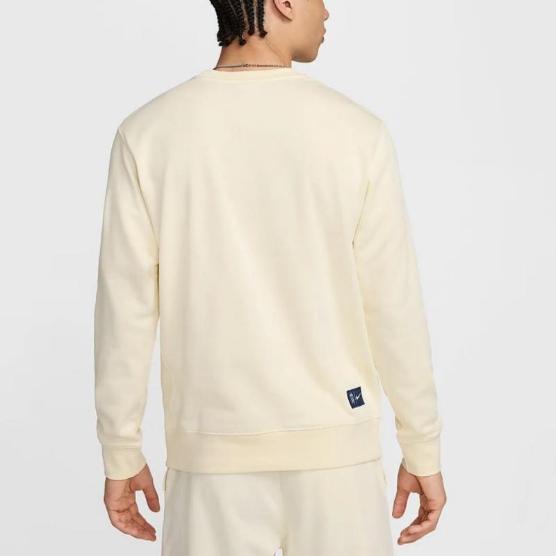 Nike Paris Saint-Germain Club Soccer French Terry Soft Comfortable Breathable Crewneck Sweatshirt Men sweatshirt Coconut-Milk Midnight-Navy FZ8545-113