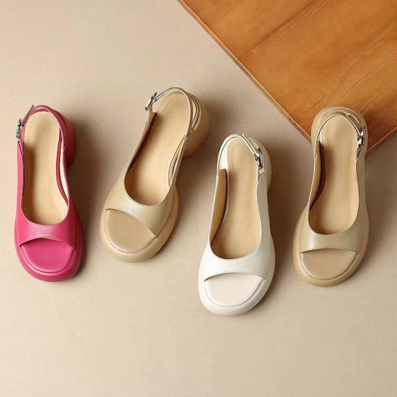 Elegant Low Heel Platform Women's Sandals Summer Leisure Outdoor Hiking Beach Sandal Shoes for Women Open Toe Back Strap Sandals
