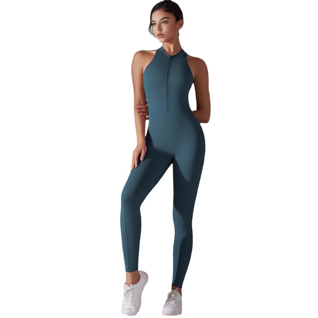 One Piece Zipper One-Piece Yoga Suit Women'S Sports Bodysuit With Hollowed Out Beautiful Back Running And Fitness Suit One-Piece Suit Women