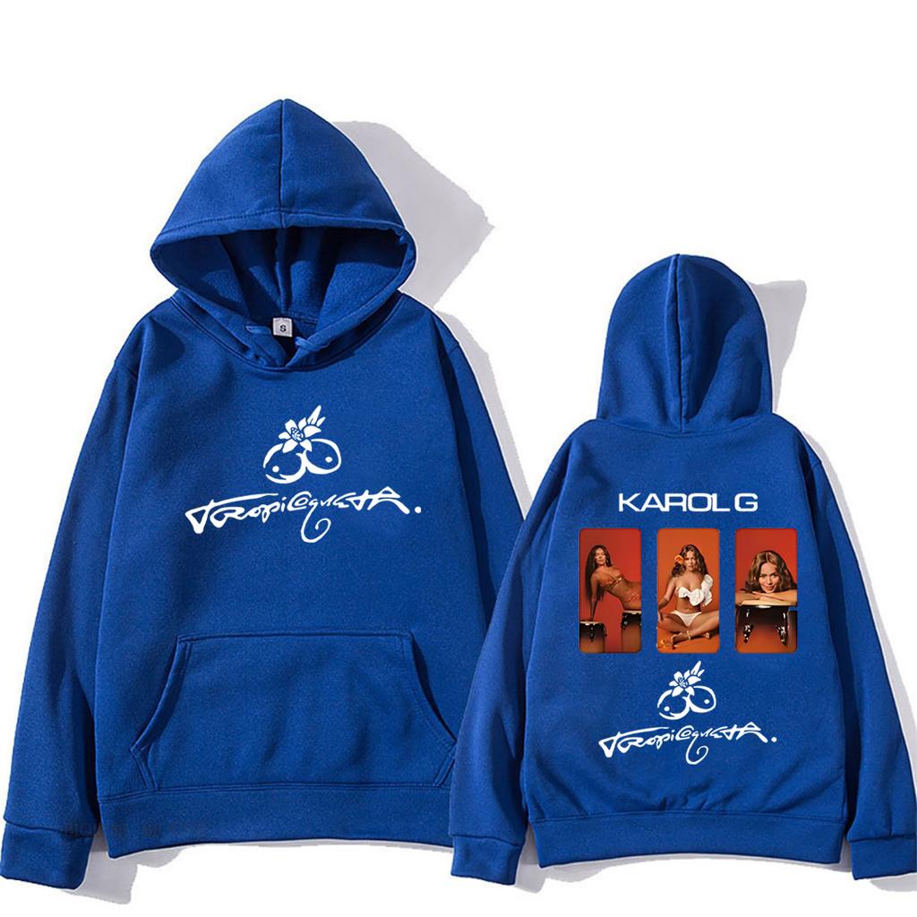 Karol G Tropicoqueta Pop Fashion Graphics Hoodie Men Women Harajuku Top Long Sleeve Fleece Sweatshirt Hip Hop Oversized Pullover