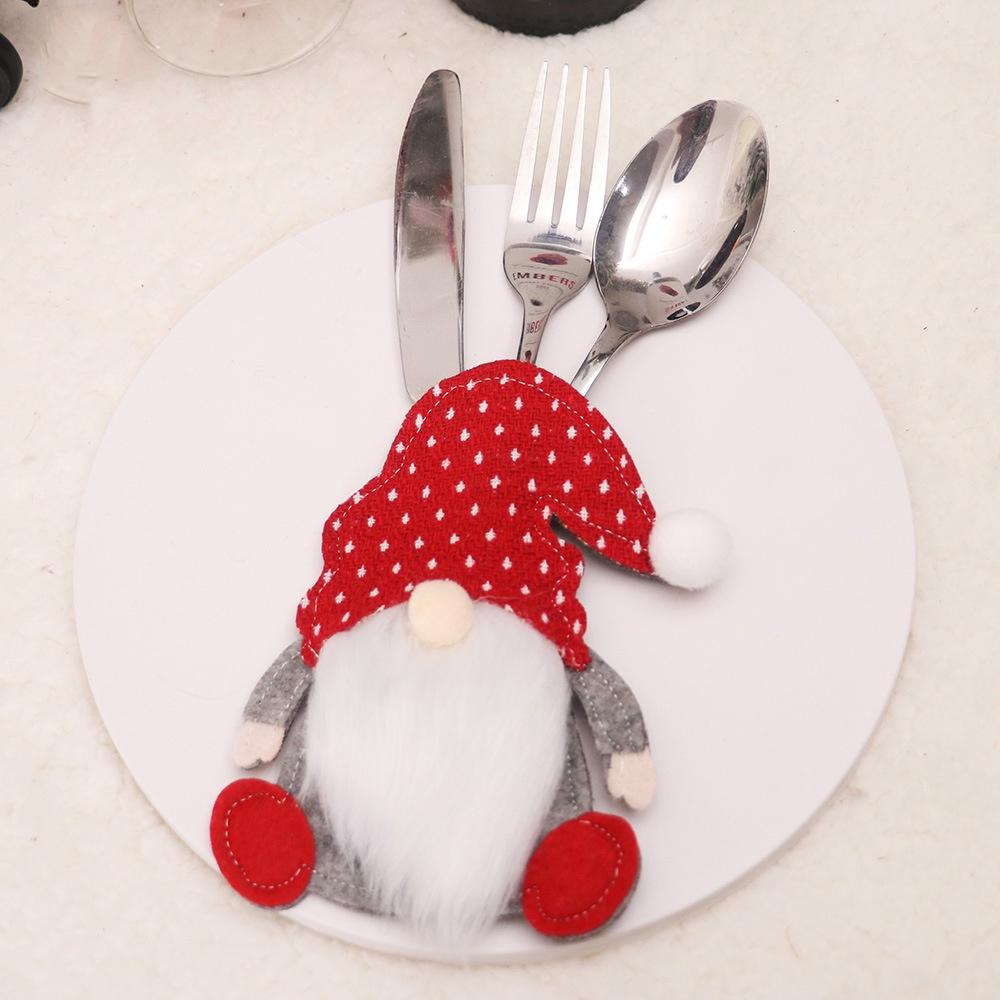 

Cartoon Faceless Doll Cutlery Set Festive Christmas Table And Kitchen Decoration Props StyleC