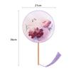 Half Transparent Ancient Style Fan Long Handle Vintage Printing Dance Fan Silk Embroidered Small Round Embroidered Fan