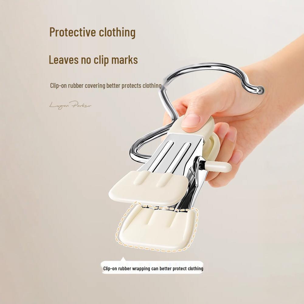 Enhanced Dual-Head Stainless Steel Clip for Pants, Hats, and Socks - Non-Marking, Non-Slip Household Hook Clips.