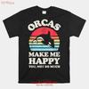 Sale Orcas Make Me Happy Funny Orca Killer Whale Sea T Shirt Size S 5xl Vintage Casual Comfortable Homme Unisex Slightly
