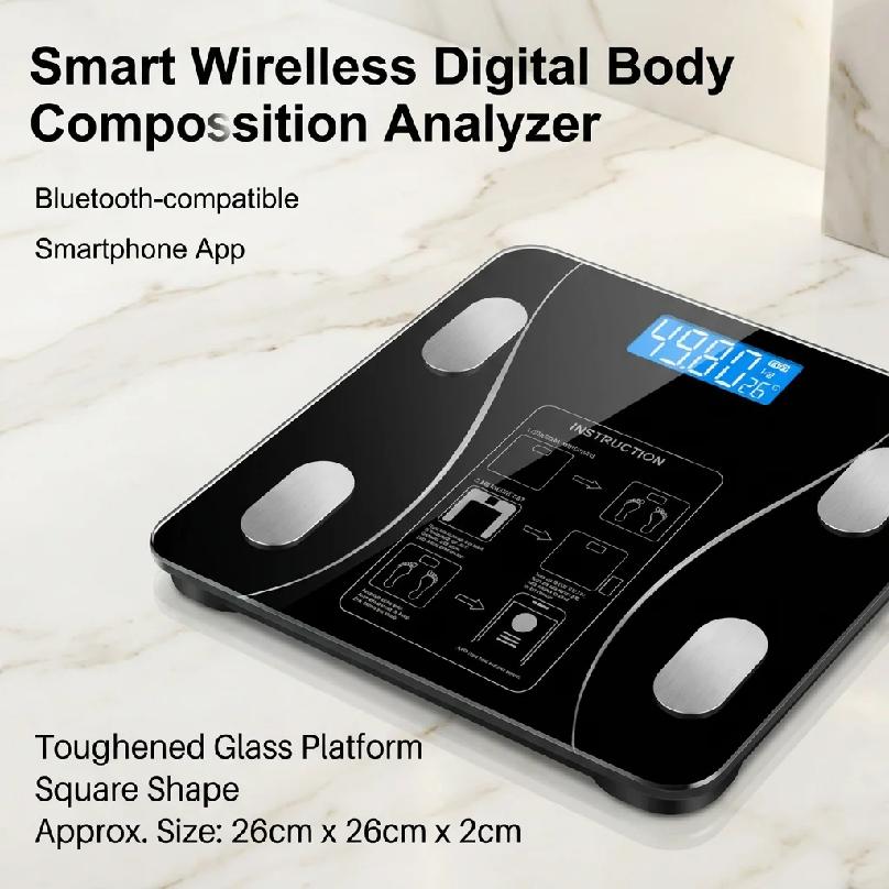Smart Wireless Digital Body Fat Scale Bluetooth-Compatible Bathroom Weight Analyzer with Smartphone App for Body Composition