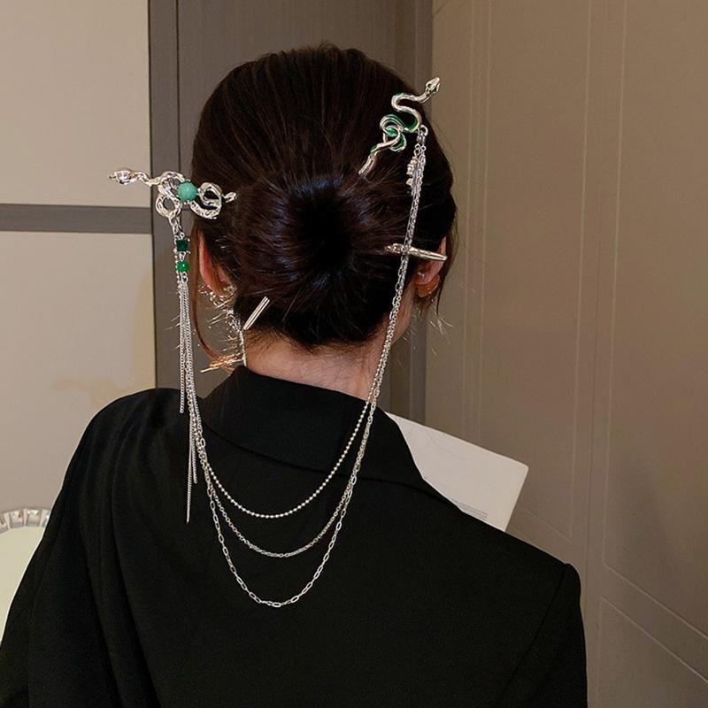 Zarte schlangenförmige Haarnadel im chinesischen Stil, Haarstab, Legierung, Haarnadel, Stäbchen, Chignon-Nadeln für Haar-Styling-Zubehör