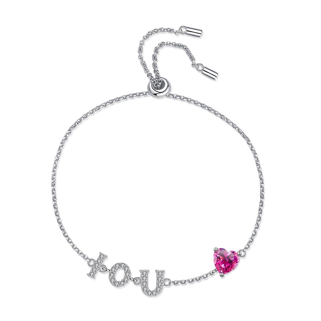 Bague Ringen Heart-shaped Carbonite Bracelet 1CT Sapphire Fashion Ladies 925 Sterling Silver Platinum-plated Platinum Jewelry Party Gift