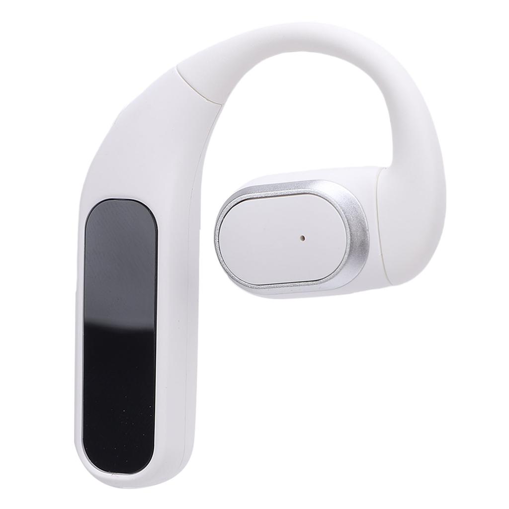 Wireless Bluetooth Earphone Digital Display Water Proof Over Ear Bud with Ear Hook for Mobile Phones White