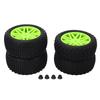 4 Pcs 1 10 RC Off Road Tires 2 Front 2 Rear Round Stud Type Skin V Hole Hub High Grip RC Car Wheels Green