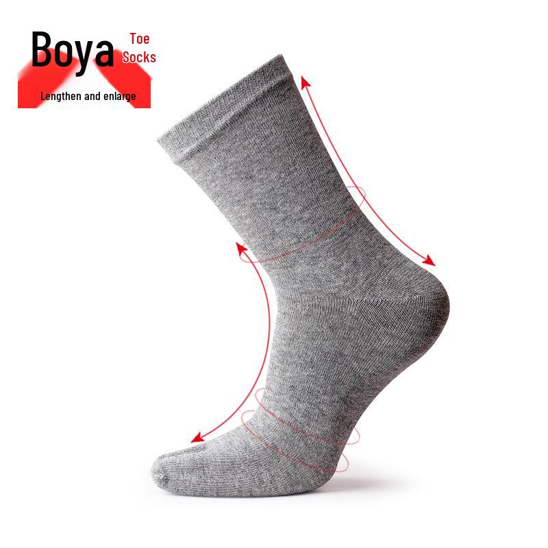 Men's Plus Size Pure Cotton Anti-Odor Five-Toe Mid-Calf Socks