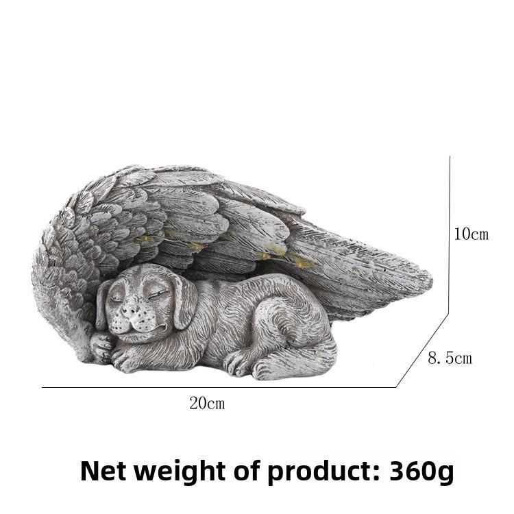 Creative Angel Dog Resin Sculpture With Illumination For Garden And Home Decor Gift