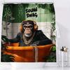 1Pc Sound Swag Gorilla In Bathtub Shower Curtain - Polyester Bathroom Decor With 12 Hooks, Machine Washable, Vibrant Jungle Desi
