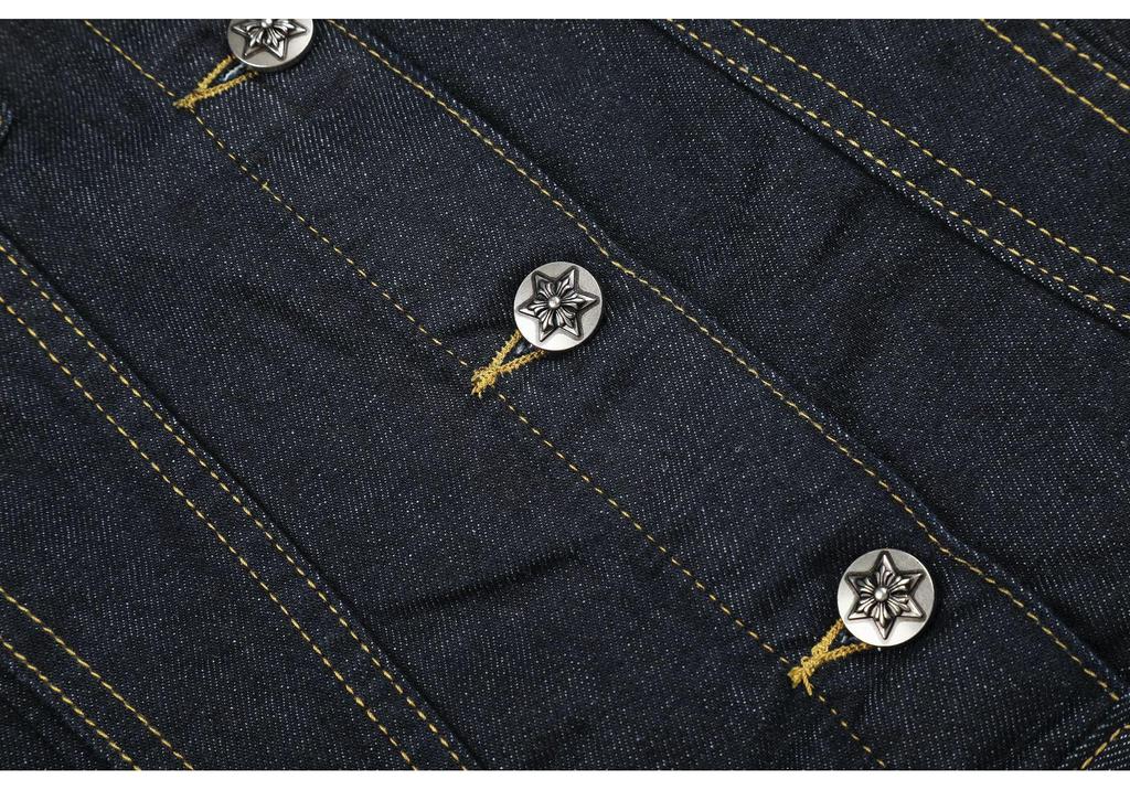 11KN Women's Slim Fit Retro Denim Jacket: Deconstructed Texture, Lapel, Single-Breasted