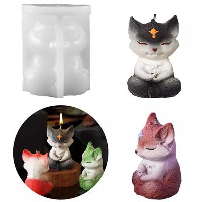 DIY Fragrance Candles Silicone Mold Flexible Silicone Epoxy Mold with Sitting Fox for Candle Making Enthusiasts