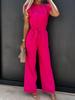 Pendler-Jumpsuit mit hoher Taille und Taillenband