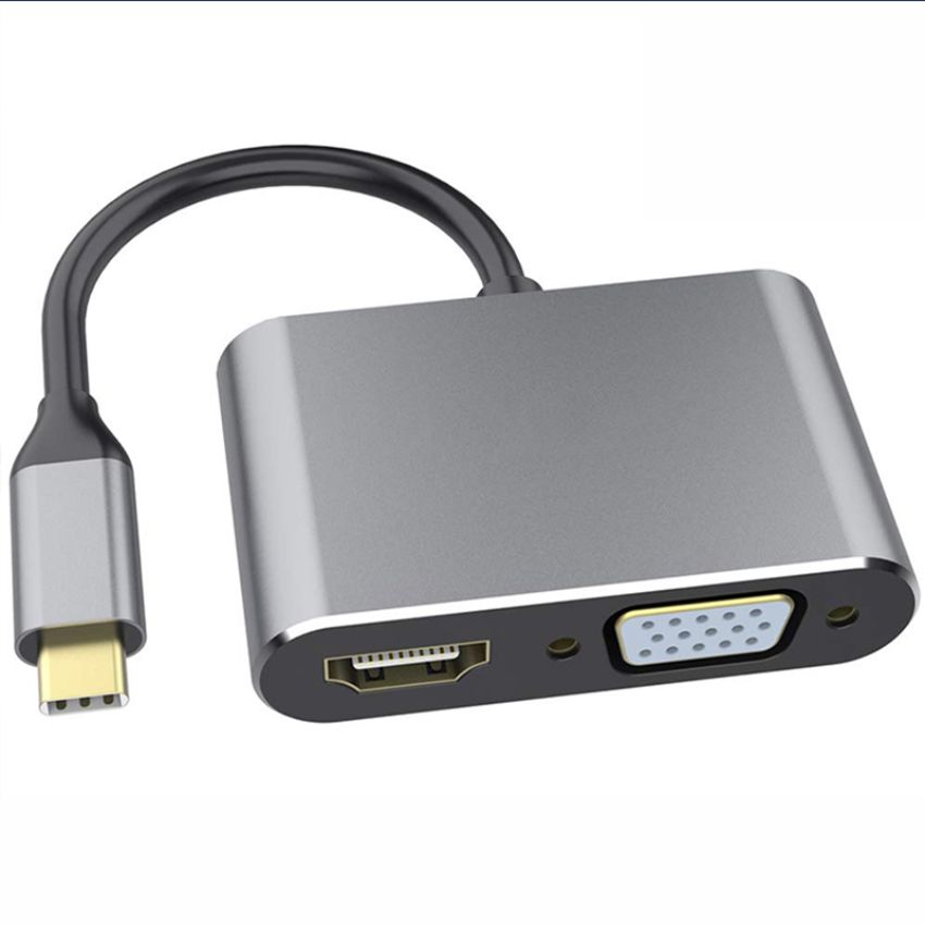 USB Type C Docking Station Hub 5Gbps USB C to 2.0V 4K HDMI 1080P VGA with 100W PD Charging Port Type C Hub серый