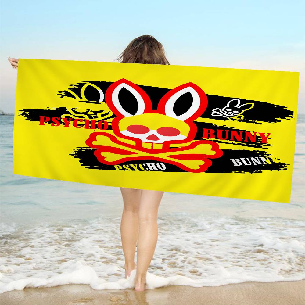 Coperta in Microfibra Cartoon P-Psycho Bunny Moda Lusso Asciugatura Rapida Asciugamani da Spiaggia Stampa Super Assorbente Coperta Asciugamano per Piscina