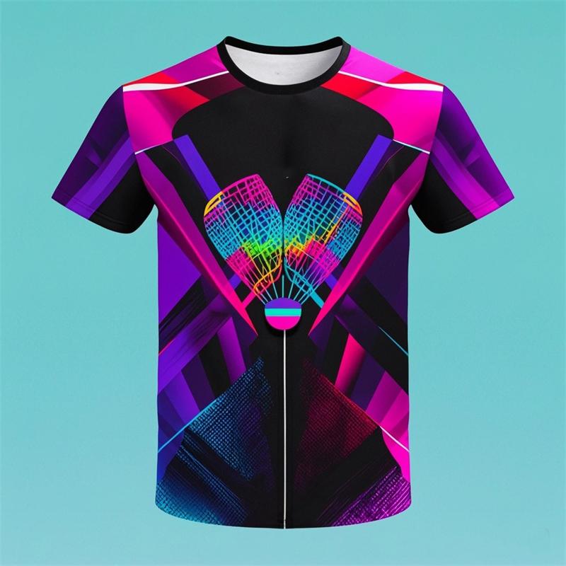 New Badminton 3D Print T-Shirts Shuttlecock Men Women Fashion Streetwear Short Sleeve T Shirt Cool Kids Tees Tops Man Clothing