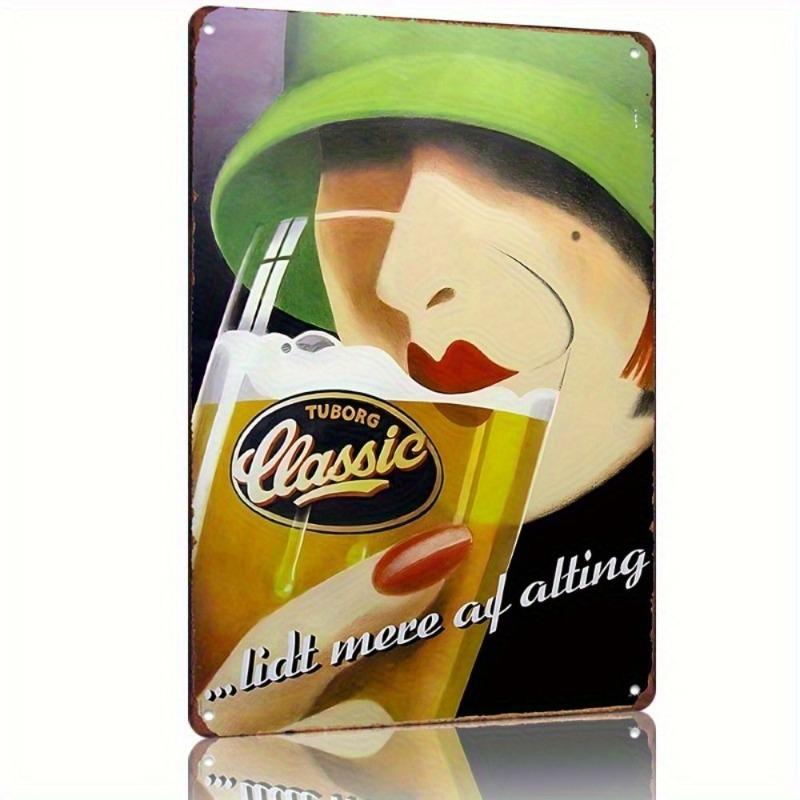 Vintage Beer Metal Sign, New Year Pub Decor Plaque