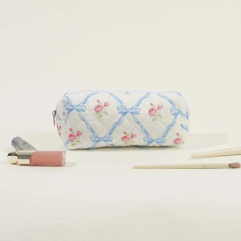 1pc Large Travel Multicolored Plaid Makeup Storage Bag Girls Brush Cosmetic Pouch Bag School Supplies Checkered Pencil Bag