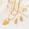 Stainless Steel Snake Jewelry Set: Retro-Style Necklace, Earrings, and Ring.