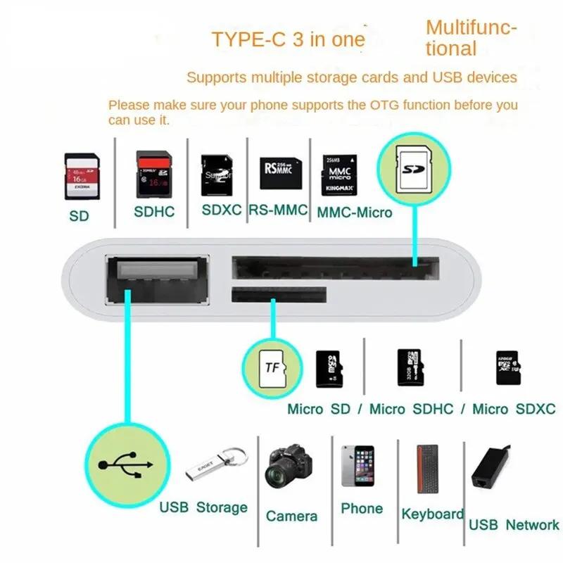 Fro 3-in-1 Type-C Adapter TF SD Memory Card Reader OTG USB C USB2.0 Card Connector Suitable for MacBook USB Type C Adapter