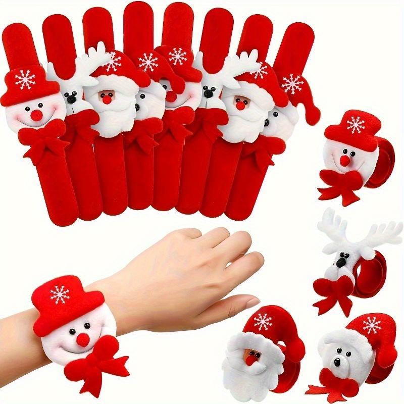 12 Stück Weihnachts-Klatscharmband-Set, Partygeschenke mit Weihnachtsmann-, Schneemann-, Rentier- und Bär-Designs, nicht elektrisch,