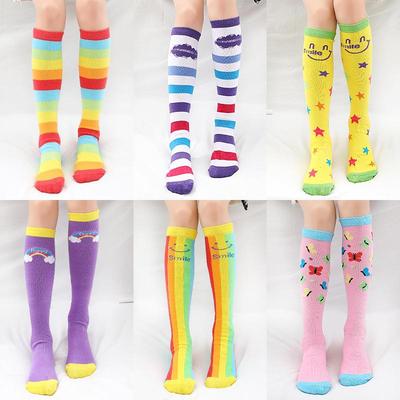 Regenbogenfarbene Baumwoll-Kniestrümpfe für Kinder - Mid-Calf bis Over-the-Knee für Jungen & Mädchen