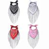 Cowboy Style Cowgirl Bandanas Tassel Trim Neckerchief Western Accessory Women Bandanas