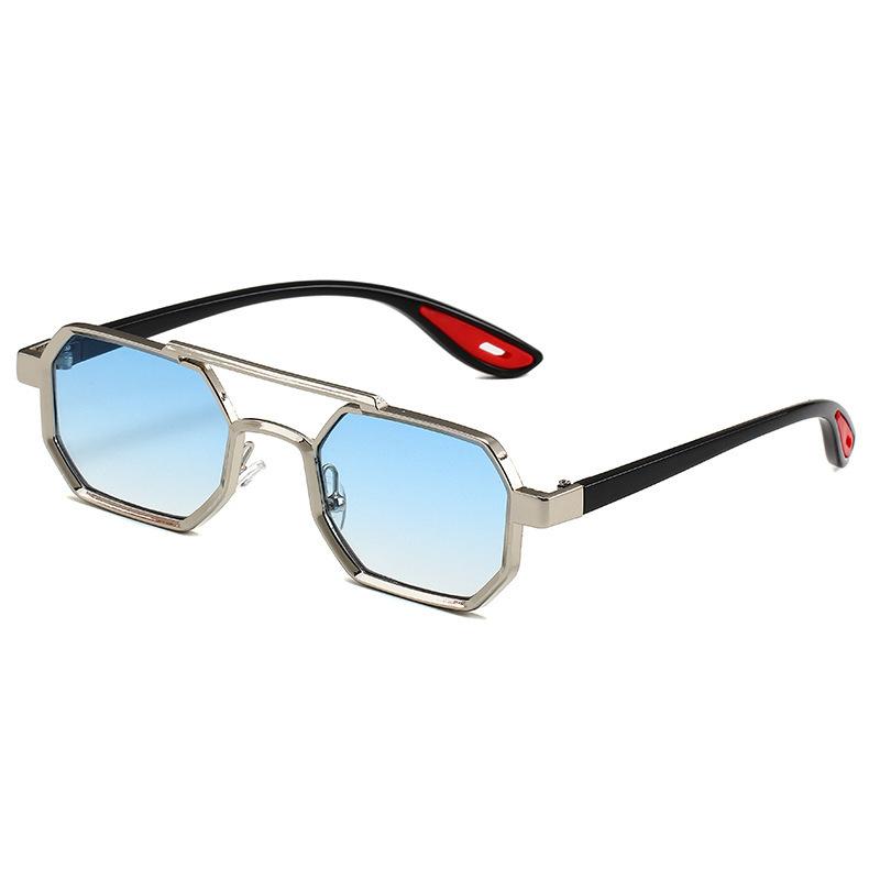 Metal Double Beam Small Frame Sunglasses Business Men'S Outdoor Uv Protection Sunglasses Personalized Polygonal Glasses