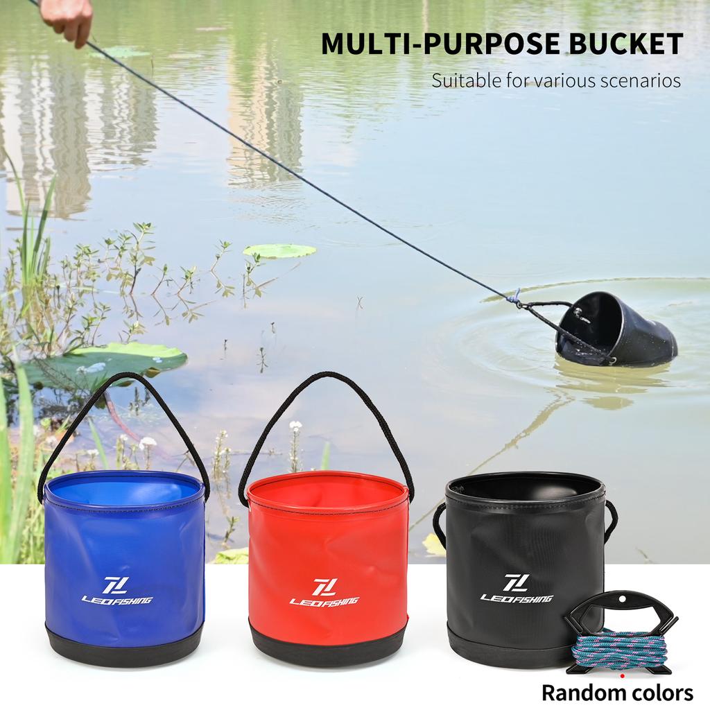 Round Folding Fishing Bucket with Lanyard Fishing Equipment for Fishing