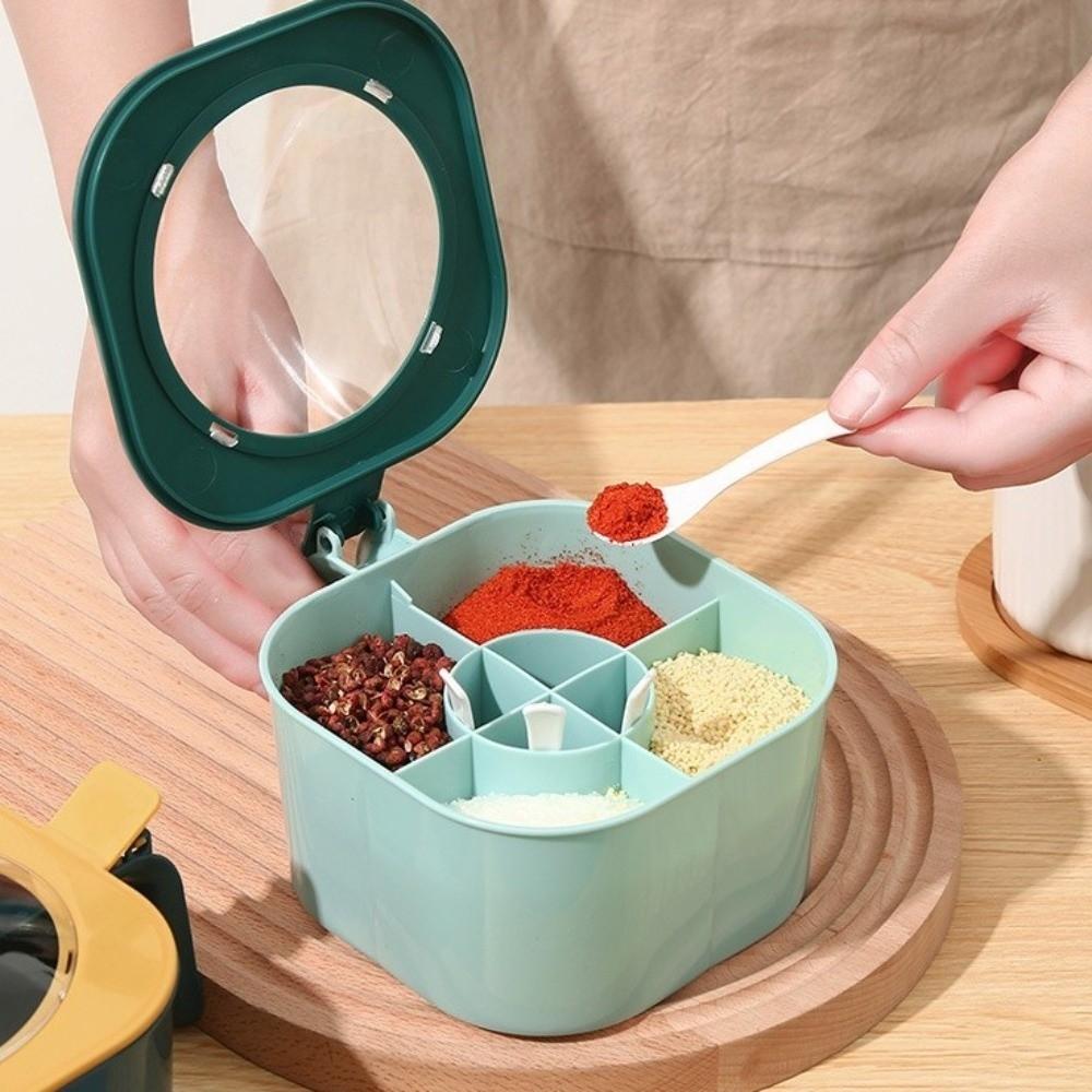 Push-type Multi Compartment Spice Box 4 Grids Seasoning Storage Box  Home Kitchen