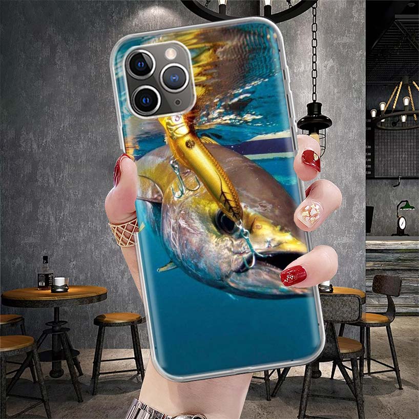 

Carp Fish Fishing Rod Hook Soft Phone Case For IPhone 11 17 Air 16E 16 Pro Max 15 + 14 Plus 13 Mini 12 Apple 7 SE 8 Fundas Coque iPhone 15