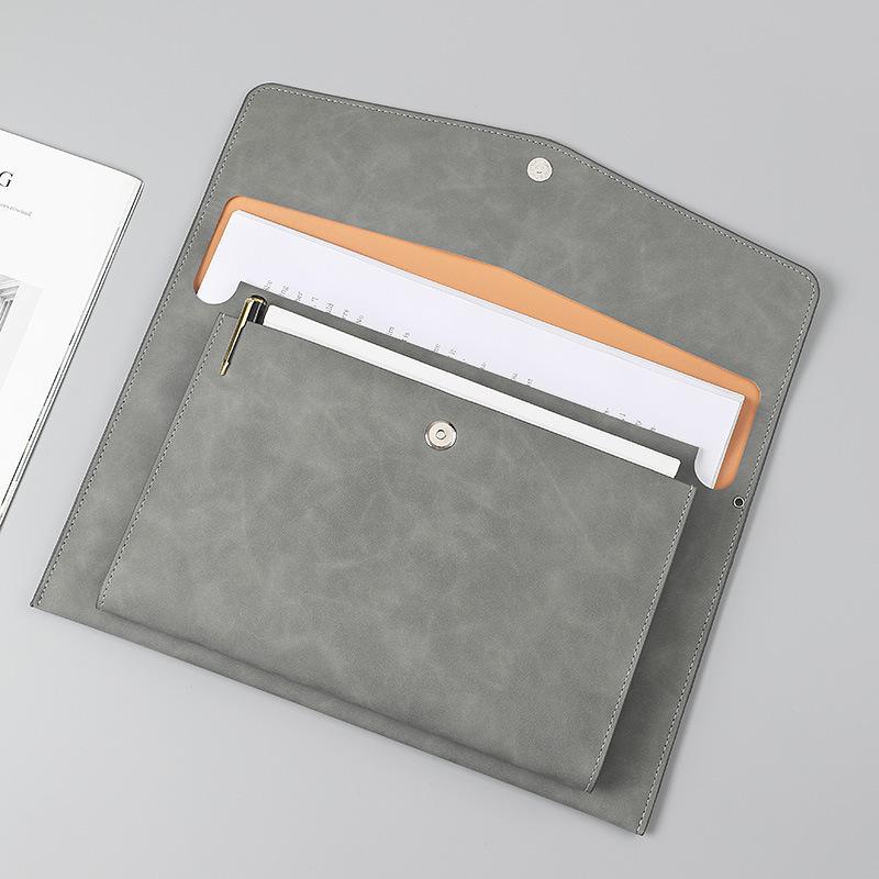 A4 Pu Leather Document Bag Storage Bag Large Capacity Double-Layer File Folder Business Official Briefcase