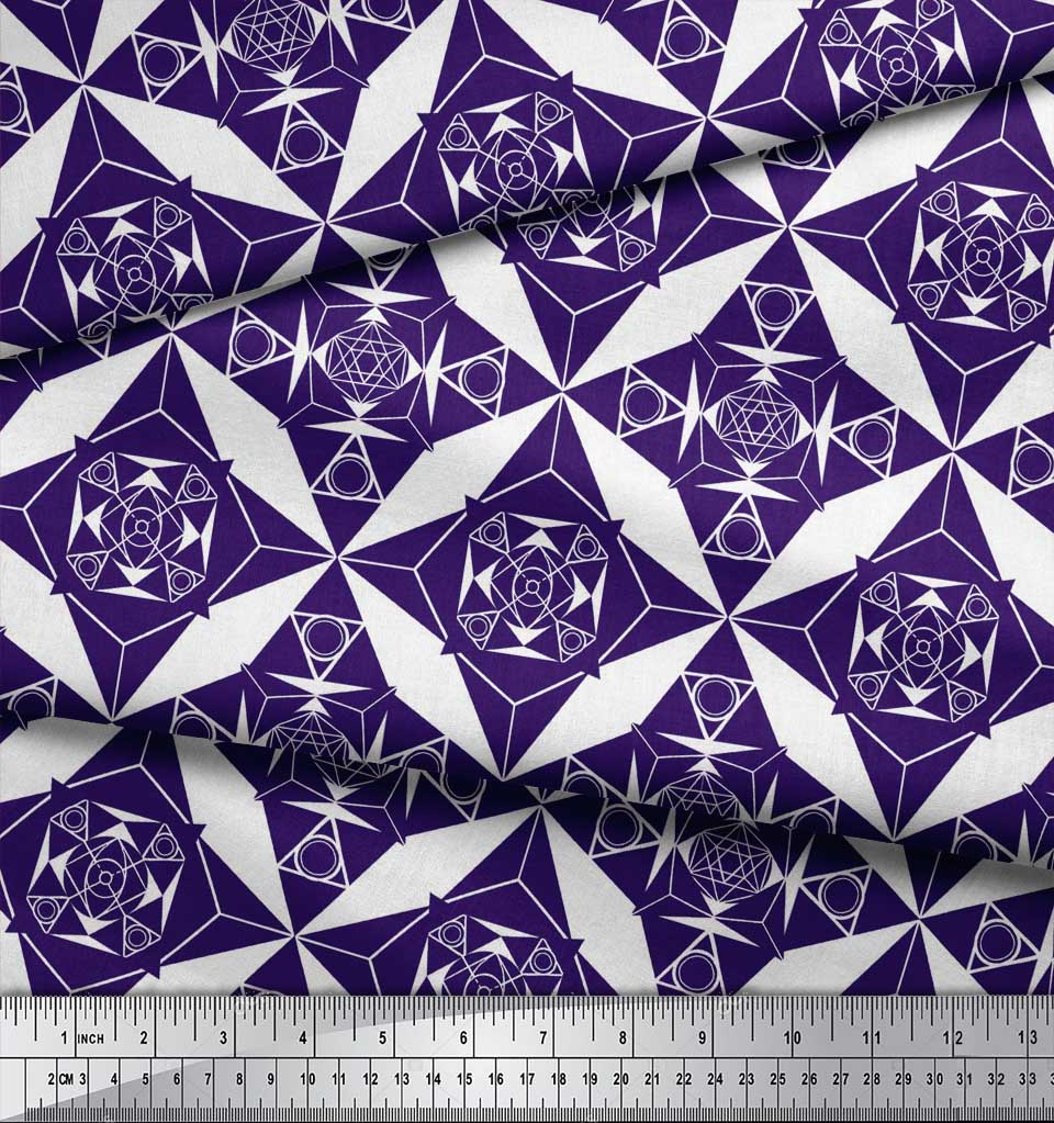 Soimoi Tessuto Raso Crêpe Nero Giappone Stampa Geometrica Stella Tessuto Geometrico al metro 42 Pollici