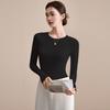 Fashion Women's Stretchy Base Layers Fall and Winter Long-Sleeve T-Shirts Fitted Fleece-Lined Tops