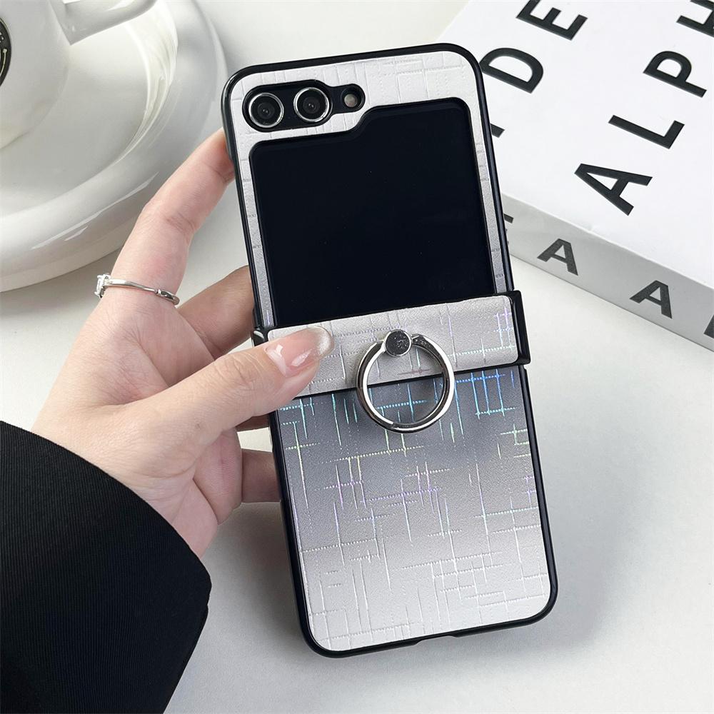 For Samsung Z Flip  7 Leather Case Ring Holder Gradient Laser Cover For Samsung Galaxy Z Flip 4 3 Z flip  6  Phone Case