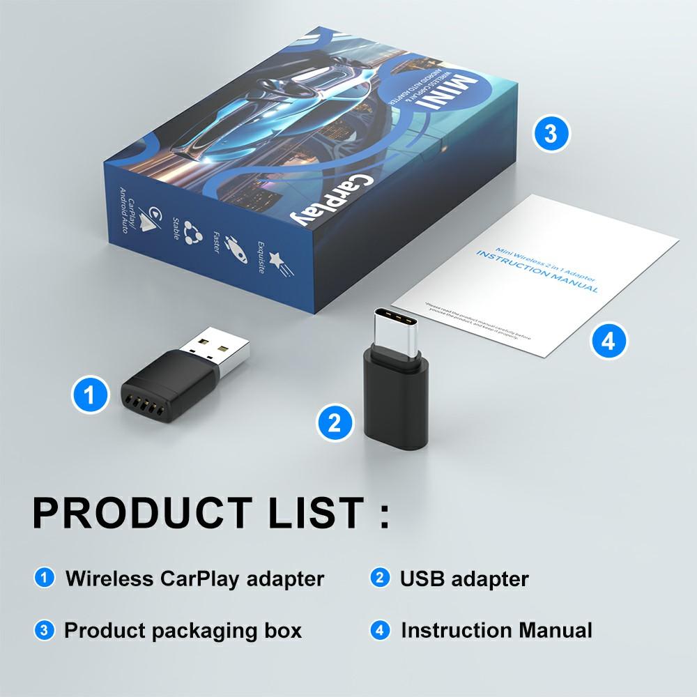 CP022 Wireless CarPlay Adapter Android Auto Converter Wired to Wireless Car Play Dongle Plug Play USB Adapter