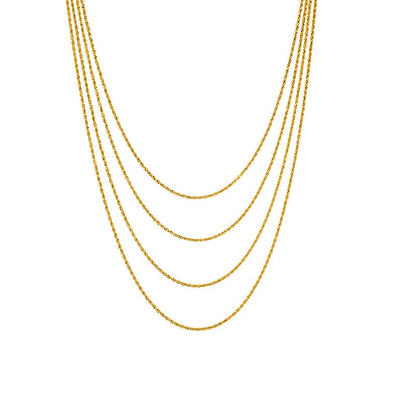 Gold Multi Layer Twisted Rope Chain Necklace Three Layered Design Necklace for Women Fashion Jewelry