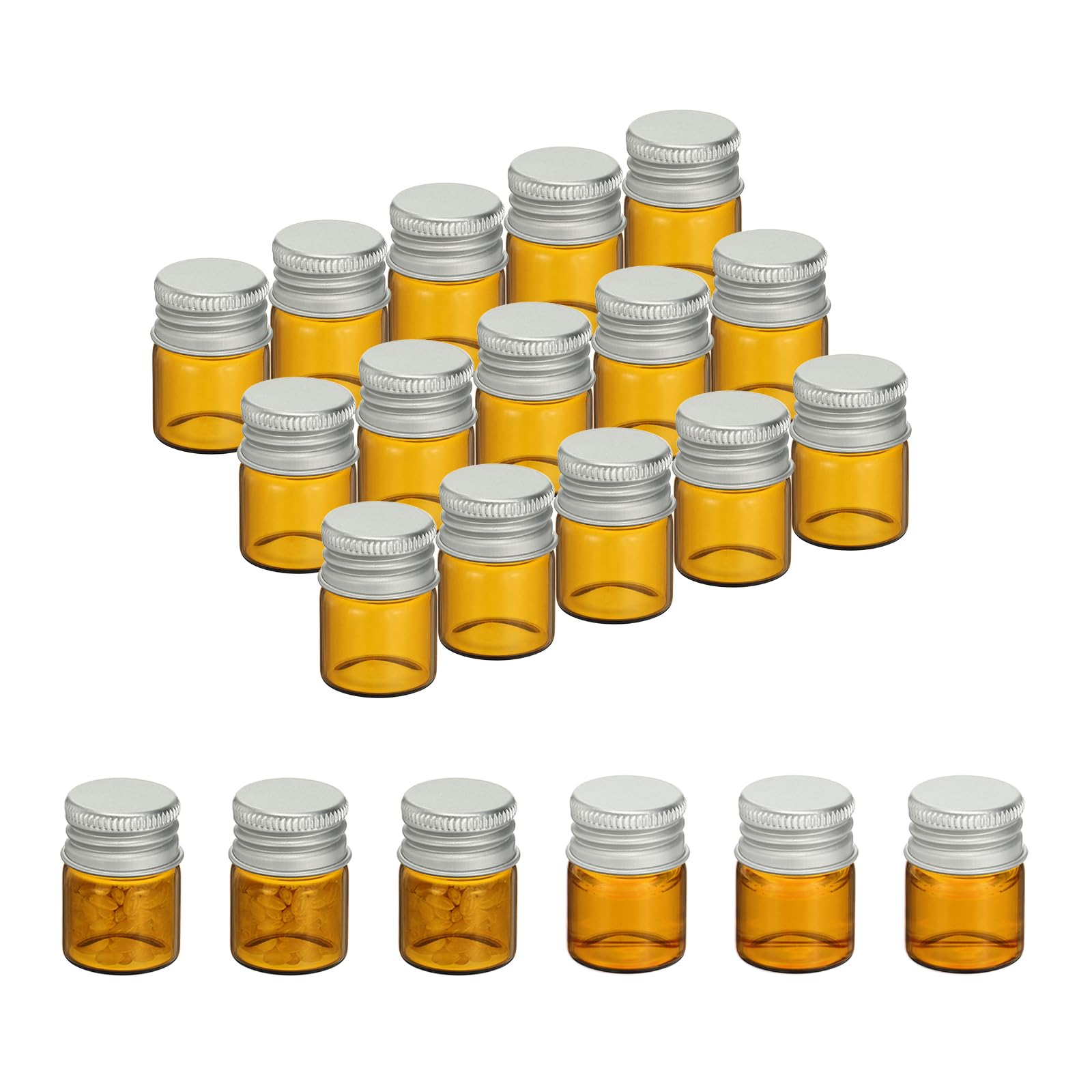 PATIKIL 5ml Amber Glass Vials, Set of 20 Small Liquid Sample Vials, Plastic Stoppers 5ml